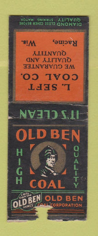 Matchbook Cover - Old Ben Coal Racine WI L Seft DQ BOBTAIL