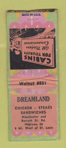 Matchbook Cover - Dreamland Restaurant St Louis MO WORN BOBTAIL