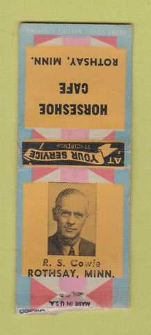 Matchbook Cover - Horseshoe Cafe Rothsay MN BOBTAIL