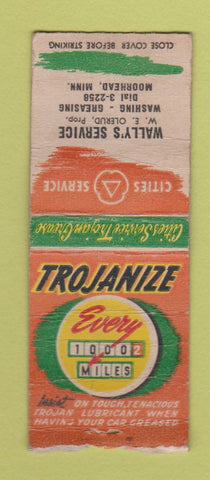 Matchbook Cover - Cities oil gas Wally's Moorhead MN WORN BOBTAIL