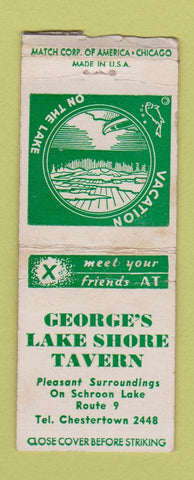 Matchbook Cover - George's Lake Shore Tavern Chestertown NY BOBTAIL