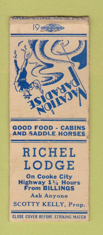 Matchbook Cover - Richel Lodge Billings MT BOBTAIL