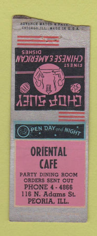 Matchbook Cover - Oriental Cafe Peoria IL Chinese BOBTAIL