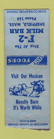 Matchbook Cover - F2 Milk Bar Sheffield MA WORN BOBTAIL