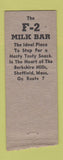 Matchbook Cover - F2 Milk Bar Sheffield MA WORN BOBTAIL