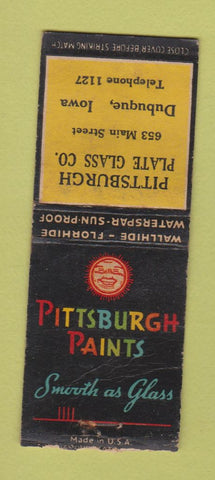 Matchbook Cover - Pittsburgh Paints Plate Glass Dubuque IA WEAR BOBTAIL