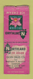 Matchbook Cover - Northland Ice Cream Olsen Drug Milwaukee? WORN BOBTAIL