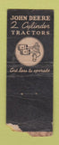 Matchbook Cover - John Deere Tractors  Fisher Implement POOR BOBTAIL