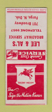 Matchbook Cover - Mobil oil gas Fargo ND BOBTAIL