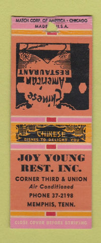 Matchbook Cover - Joy Young Chinese Restaurant Memphis TN BOBTAIL