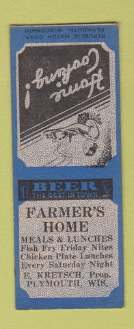 Matchbook Cover - Farmer's Home Plymouth WI BOBTAIL