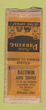 Matchbook Cover - Baldwin Auto Service Columbus OH WORN BOBTAIL