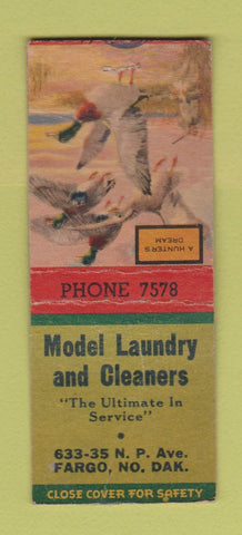Matchbook Cover - Model Laundry Cleaners Fargo ND BOBTAIL
