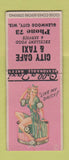 Matchbook Cover - City Cafe Taxi Glenwood City WI low phone # pinup BOBTAIL