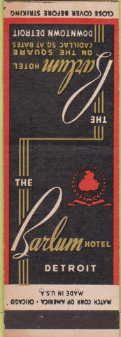 Matchbook Cover - Barlum Hotel Detroit MI