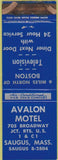 Matchbook Cover - Avalon Motel Saugus MA WEAR