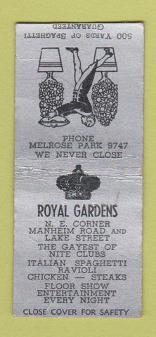 Matchbook Cover - Royal Gardens girlie WEAR BOBTAIL