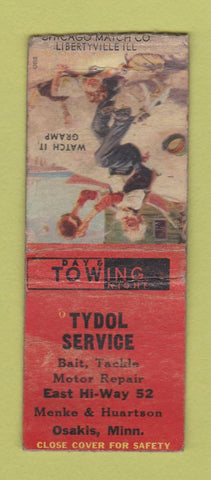 Matchbook Cover - Tydol oil gas Osakis MN WORN BOBTAIL