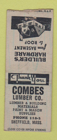 Matchbook Cover - Combes Lumber Sheffield MA BOBTAIL