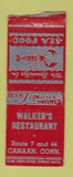 Matchbook Cover - Walker's Restaurant Canaan CT BOBTAIL