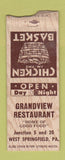 Matchbook Cover - Grandview Restaurant West Springfield PA BOBTAIL