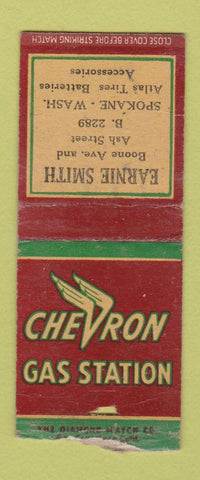 Matchbook Cover - Chevron oil gas Earnie Smith Spokane WA WORN BOBTAIL