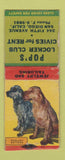 Matchbook Cover - Pop's Locker Club San Diego CA WORN BOBTAIL