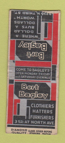 Matchbook Cover - Bert Bagley Clothes DQ deco WORN BOBTAIL