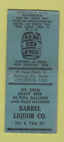 Matchbook Cover - Barrel Liquor Store Chicago IL BOBTAIL