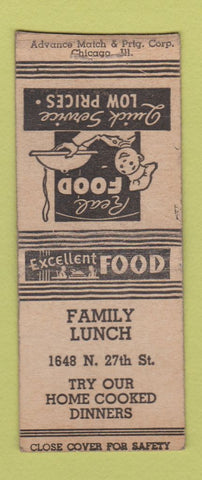 Matchbook Cover - Family Lunch  WEAR BOBTAIL