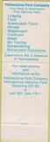 Matchbook Cover - Yellowstone Park Co WY