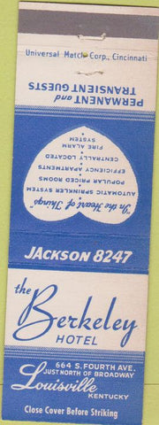 Matchbook Cover - Berkeley Hotel Louisville KY