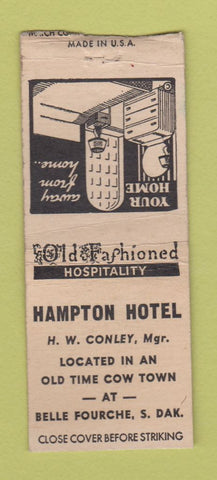 Matchbook Cover - Hampton Hotel Belle Fourche SD BOBTAIL