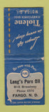 Matchbook Cover - Long's Pure oil gas Fargo ND WORN BOBTAIL