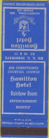 Matchbook Cover - Hamilton Hotel Hagerstown MD