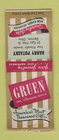 Matchbook Cover - Gruen Watches Harry Potasky Jewelry Dayton OH BOBTAIL