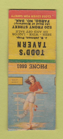 Matchbook Cover - Todd's Tavern Fargo ND pinup BOBTAIL