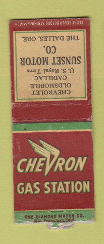 Matchbook Cover - Chevron Oldsmobile Chevrolet Cadillac The Dalles OR BOBTAIL