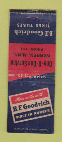 Matchbook Cover - BF Goodrich Tires Warren MN low phone # BOBTAIL