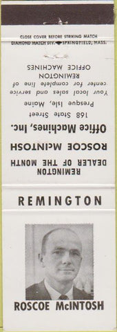 Matchbook Cover - Remington machines typewriters Presque Isle ME