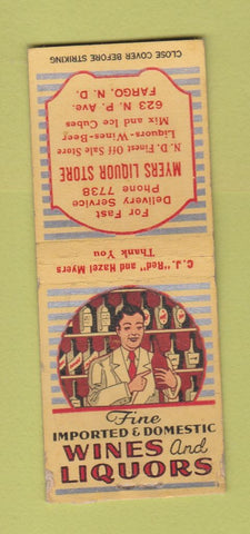 Matchbook Cover - Myers Liquor Store Fargo ND BOBTAIL