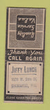 Matchbook Cover - Jiffy Lunch Milwaukee WI STAMPED BOBTAIL