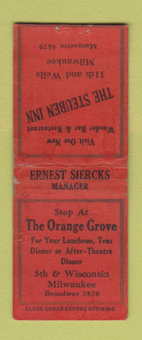 Matchbook Cover - Orange Grove Milwaukee WI Steuben Inn WEAR BOBTAIL