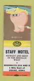 Matchbook Cover - Staff Motel Osage IA BOBTAIL