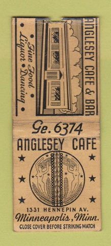 Matchbook Cover - Anglesey Cafe Minneapolis MN girlie WORN BOBTAIL