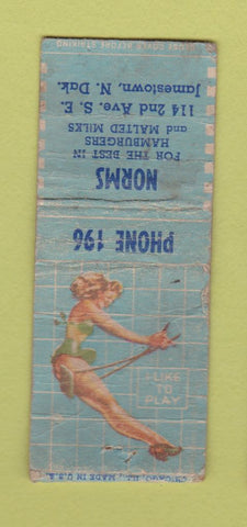 Matchbook Cover - Norms Jamestown ND pinup POOR BOBTAIL