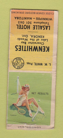 Matchbook Cover - Kenwhities LaSalles Hotel Winnipeg MB pinup WORN BOBTAIL