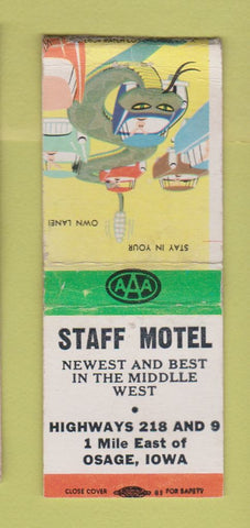 Matchbook Cover - Staff Motel Osage IA WEAR BOBTAIL