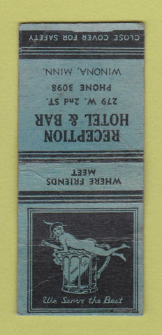 Matchbook Cover - Reception Hotel Bar Winona MN girlie WORN BOBTAIL