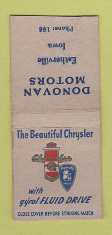 Matchbook Cover - Chrysler Plymouth Esterville IA WEAR BOBTAIL